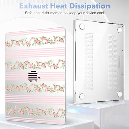 May Chen for 2026 MacBook Pro 14-inch M5 M4 M3 M2 M1 Pro/Max Chip, Release 2026 2025-2021, Model A3427 A3426 A3434 A3112 A3401 A3185, Plastic Hard Shell with Keyboard Cover, Flora l& Stripes - color: Flora l& stripes.