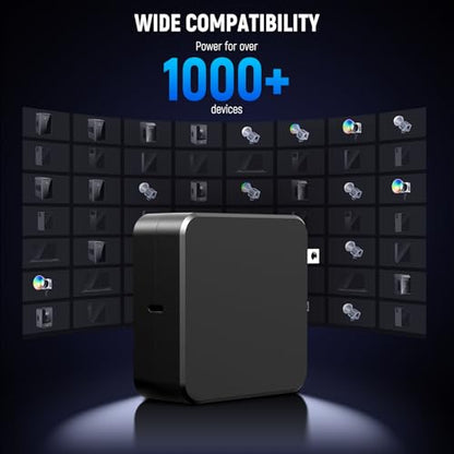 NEEWER PD 100W USB C Charger with 100W USB C Fast Charging Cable, GaN Fast Wall Charger AC Power Adapter for NEEWER HB80C HS60B HS60C Video Lights V Mount Batteries NP-F Chargers, PD200W0500G4T