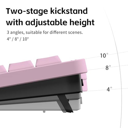 NuPhy Node100 Wireless Mechanical Keyboard, Hot Swappable Custom Low Profile Keyboard, 103 Keys Computer Gaming Keyboards, Supports Touch Gestures, PBT Keycaps, RGB Backlit, Bluetooth/2.4GHz/USB-C - color: Pink, size: Low-profile Blush Nano Switch