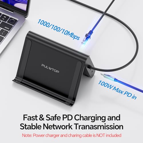 MacBook Docking Station Dual Monitor 4K@60Hz for MacBook Pro/Air M4/M5 | PULWTOP Macbook Pro Stand USB C Dock with 2 HDMI, Gigabit Ethernet, 3 USB 10Gbps, SD/TF, Audio, PD for Home & office, Black