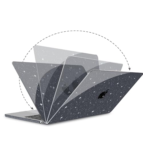 G JGOO for MacBook Air 13 inch Case 2021 2020-2018 M1 A2337 A2179 A1932 | Glitter Protective Plastic Hard Shell for MacBook Air 13.3 inch Case + Keyboard Cover + Screen Protector, Sparkly Black - color: Black