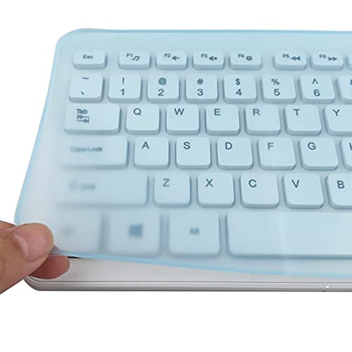 Universal Keyboard Cover Skin for Standard Size PC Computer Desktop Keyboards (17.52" x 5.51"), Clear Waterproof Anti-Dust Silicone-Blue - color: Blue, size: 17.52 x 5.51 Inch