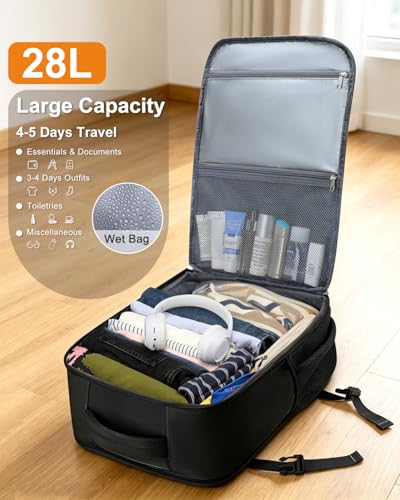 Capolo Travel Laptop Backpack Women Carry On Backpack Weekender Travel Bag | 28L Flight Approved,Waterproof Overnight Bag,College Bookbag,Work,4-5 Day Travel,Fits 17" Laptop (XL-Large,Black) - color: Black, size: XL-Large
