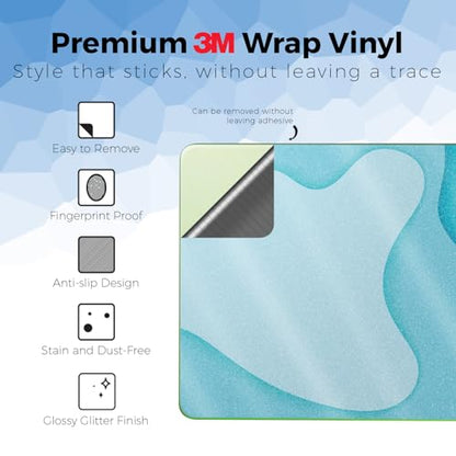 Glossy Glitter Laptop Skin Compatible with Apple MacBook Neo - Papercraft Cyan - Premium 3M Vinyl Protective Wrap Decal Cover - Easy to Apply | Crafted in the USA by MightySkins - color: Papercraft Cyan, size: MacBook Neo Full Cover Skin, style: Glossy Gl