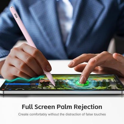 Stylus Pen for iPad 2026-2018 with 13mins Fast Charge,Tilt Sensitivity Palm Rejection Pencil for 11th (A16)/10/9/8/7/6 Gen, iPad Pro 11"/12.9"/M4/M5, iPad Air 3/4/5/M2/M3/M4 - color: pink