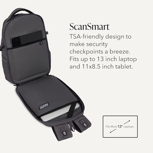 SwissGear 1900 Mini ScanSmart 16-Inch Backpack, Fits Up to 13-Inch Laptop, RFID Protection & ScanSmart TSA-Friendly Compartment, Charcoal - color: Charcoal