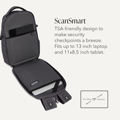 SwissGear 1900 Mini ScanSmart 16-Inch Backpack, Fits Up to 13-Inch Laptop, RFID Protection & ScanSmart TSA-Friendly Compartment, Charcoal - color: Charcoal