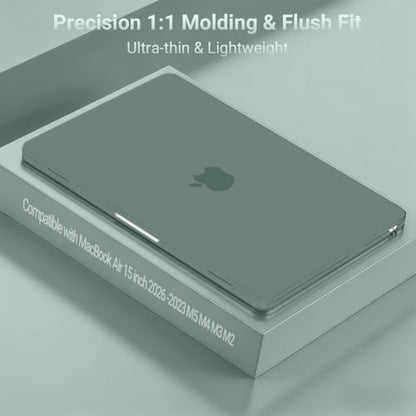 MOSISO Compatible with MacBook Air 15 inch Case M5 2026 M4 M3 M2 2025-2023 | A3448 A3241 A3114 A2941, Scratch-Resistant Protective Hard Shell Case&Keyboard Cover&ScreenFilm&Pouch, Emerald Green - color: Emerald Green