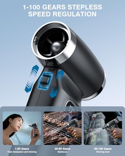 Compressed Air Duster Electric Blower Cordless Canned Air Substitute | 90000RPM 60 MPH High Wind Speed 6000mAh Battery Powerful Cleaner for Computer, Car, Home, etc.
