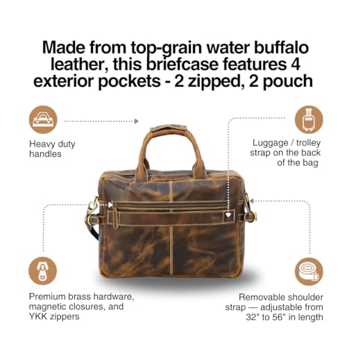 Buffalo Leather Pilot Bag - color: Antique Brown