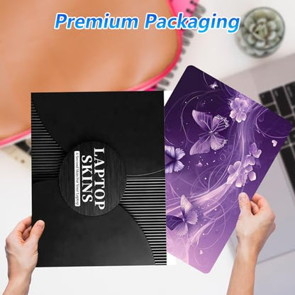 Universal Laptop Skin Sticker Decal with 2 Wrist Pad Skins, Waterproof Scratch Vinyl Cover for 11–15.6 Inch MacBook, HP, Dell, Lenovo, Cutable & Reusable,Purple Butterfly Fantasy - color: Purple Butterfly Fantasy