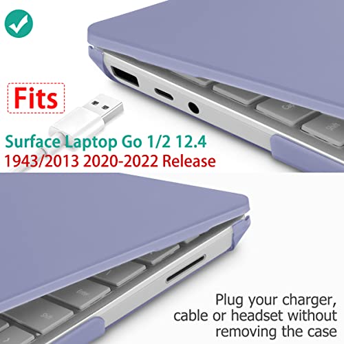May Chen Compatible with Microsoft Surface Laptop Go 3 Go 2 Go 1 12.4 Inch Model 1943 2013 (2023 2022 2020 Release), Plastic Hard Shell Case with Screen Protector + Keyboard Cover, Lavender Gray - color: Lavender Gray