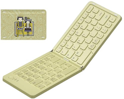 Foldable Bluetooth Keyboard with UV Printing Technology Rechargeable Keyboards,Compact Wireless Travel Keyboards for iPad, Smartphone, Tablet and Laptop - Z1 Pale Yellow - color: Z1 Pale Yellow