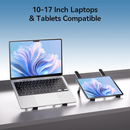 Portable Laptop Stand, Foldable Laptop Riser for Desk, 6-Level Adjustable Ergonomic Computer Stand, Premium Aluminum Alloy Notebook Holder Compatible with 10-17 Inch Laptops & Tablets - color: GREY