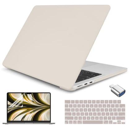 Teryeefi Case for M5 MacBook Air 13.6 Inch Model A3449 A3240 M4/A3113 M3/A2681 M2 Chip (2022 2024 2025 2026 Release), Laptop Hard Case+USB 3 Adapter+Keyboard Cover, Cream Rock Ash - color: Cream Rock Ash