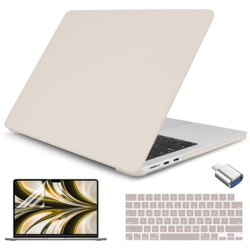 Teryeefi Case for M5 MacBook Air 13.6 Inch Model A3449 A3240 M4/A3113 M3/A2681 M2 Chip (2022 2024 2025 2026 Release), Laptop Hard Case+USB 3 Adapter+Keyboard Cover, Cream Rock Ash - color: Cream Rock Ash