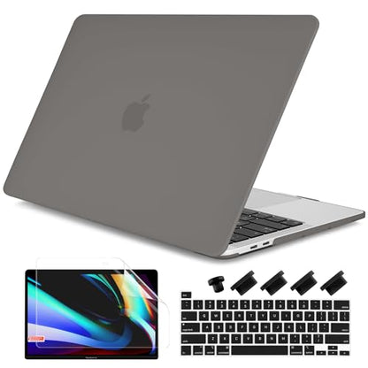 for MacBook Pro 13 inch Case 2023 2022 2021 2020 Release Model: A2338 M2/M1 A2289 A2251 with Touch Bar & Touch ID, Frosted Matte Plastic Hard Shell Case & Keyboard Cover, Gray - color: Gray