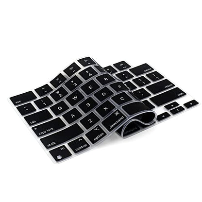 ProElife Keyboard Cover Skin for MacBook Air 13/15 Inch M5 M4, Black | US Enter, Ultra Thin (0.26 mm), Silicone Protective Skin, Easy to Apply, Washable & Reusable, Dust-proof, Precision Molded - color: Black