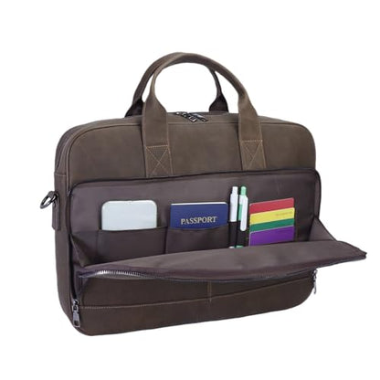Vintage Faux Leather Briefcase: 15.6" Roomy/17 Compact Laptop Messenger Bag for Men - Crossbody Business Travel Satchel