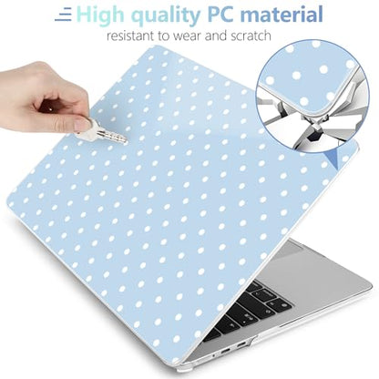 MEEgoodo for M5/M4/M3/M2 MacBook Air 15 inch Case 2026 2025 2024 2023, Case Fit Model (A3448/A3241/A3114/A2941) for MacBook Air 15.3 inch, Blue & White Polka Dots - color: Blue & White Polka Dots