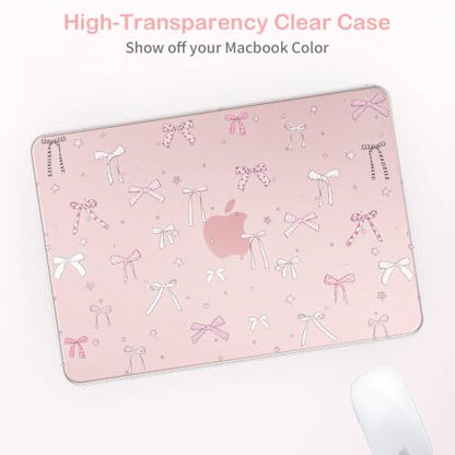 Feams for MacBook Neo 13 Inch Case 2026 A3404, Stylish Protective Clear Case Hard Shell Transparent Cover for MacBook Neo 13 Inch 2026 (A18 Pro Chip) with Keyboard Cover, Cute Bow - color: Cute Bow