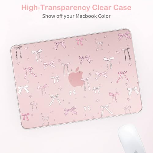 Feams for MacBook Neo 13 Inch Case 2026 A3404, Stylish Protective Clear Case Hard Shell Transparent Cover for MacBook Neo 13 Inch 2026 (A18 Pro Chip) with Keyboard Cover, Cute Bow - color: Cute Bow
