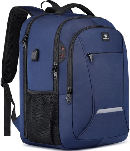 CAFELE Laptop Backpack, 17.3 Inch, Water-Repellent, USB Charging Port, for Business Travel School (Blue, 17.3 inches) - color: Blue