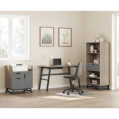 Realspace® Nashira 27"W Printer Stand with Charging Station, Light Oak/Gray