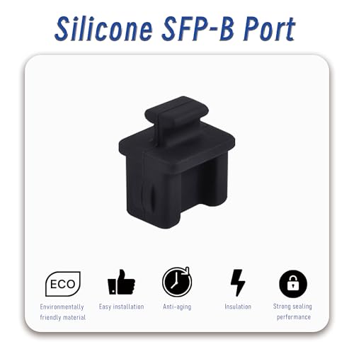 10 PCS SFP-B Port Anti-dust Plugs, Silicone Covers Caps Stoppers, Port Protector for Ethernet SFP Port, 0.55 x 0.47 x 0.67 (LxWxH) - size: SFP-B/Black/10 PCS
