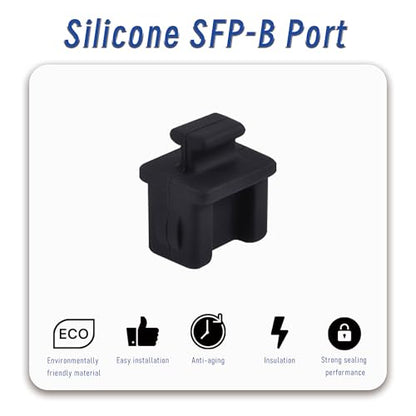 10 PCS SFP-B Port Anti-dust Plugs, Silicone Covers Caps Stoppers, Port Protector for Ethernet SFP Port, 0.55 x 0.47 x 0.67 (LxWxH) - size: SFP-B/Black/10 PCS