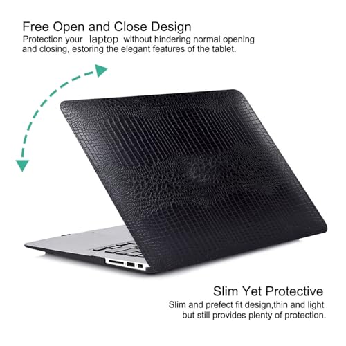 DTangLsm for Crocodile MacBook Air 13 inch Case 2026-2022 M5 A3449 M4 A3240 M3 A3113 M2 A2681 MacBook Air M2 Case, Alligator PU Leather Hard Cover for MacBook Air M5 13.6 Case + Keyboard Cover, Black - color: # Black Crocodile