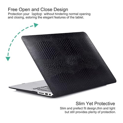 Crocodile Logo Cutout Case for MacBook Neo 13 inch 2026 A18 Pro Chip A3404 | Crocodile Print Mac Neo Case Alligator Snakeskin PU Leather Hard Shell Cover for MacBook Neo 2026 Case&Keyboard Cover, Black - color: # Crocodile Black