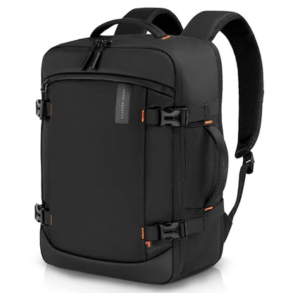 Sharper Image Travel Backpack for Men & Women 23L TSA Flight Ready Weekender Bag for Carry On Luggage, Fits 17” Laptop, Water Resistant Casual Daypack for Traveling, Black (Venture Collection)