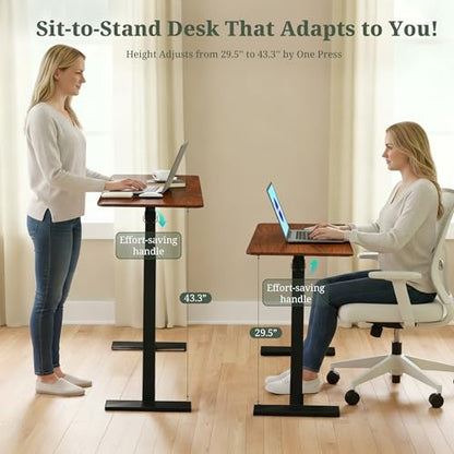 Mobile Standing Desk, Height Adjustable Laptop Desk with Hidden Casters | Stable Steel Frame, Smooth Lift Mechanism, Lockable Casters, Easy Assembly, Ideal for Home, Office & Dorm, Brown - color: Brown, style: Height Adjustable