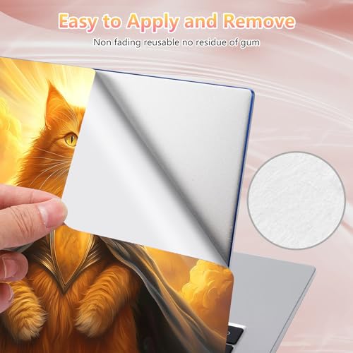 Laptop Skin Sticker Decal 12" 13" 13.3" 14" 15" 15.6",Waterproof Scratch Resistant Vinyl,Reusable Easy to Apply,for MacBook HP Dell Notebooks Netbooks Laptop,2 Wrist Pads,Cute Orange Cat - color: Cute Orange Cat
