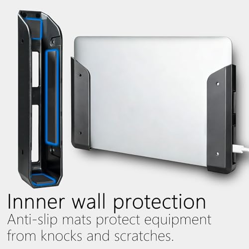 Under Desk Laptop Mount, Wall Laptop Holder & Computer Bracket Shelf | Dual Laptop Mount Under Desk & Wall, Laptop Holder Basket for Computer, Table Bracket and Storage Shelf Organizer