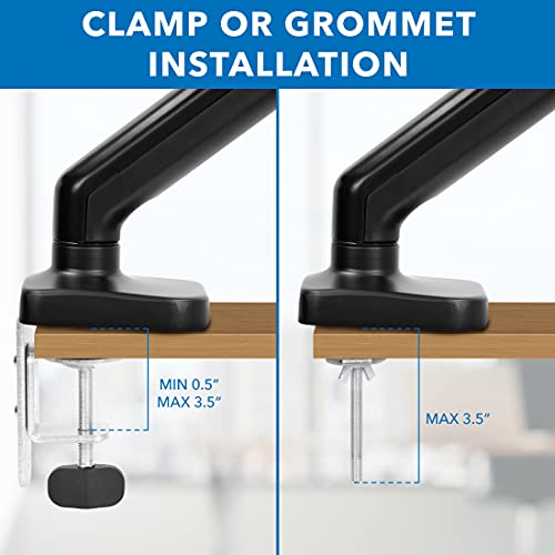 Mount-It! Monitor and Laptop Desk Mount, Height Adjustable Dual Arm Stand with Vented Laptop Tray, Fits Laptops up to 17 Inch and 13–27 Inch Monitors, VESA 75x75 & 100x100, Clamp or Grommet Mount - style: Laptop + Monitor Arm