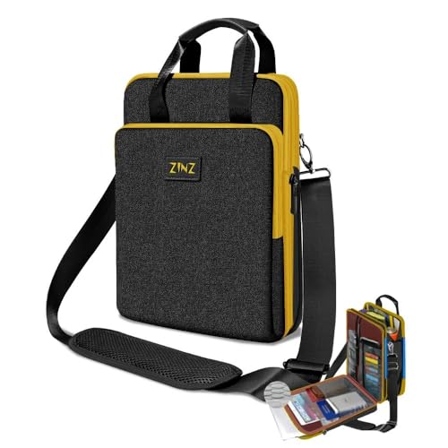 Laptop Shoulder Bag 12.3-13 inch Case Sleeve, Expandable Handbag with Valuables Compartment Compatible with MacBook Air/Pro/Neo 13", iPad 12.9"/13"/11", Shockproof,Black-Yellow edge - color: Black-yellow Edge