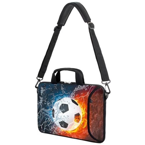 AMARY 15.4" 15.6" laptop sleeve adjustable shoulder strap with handle accessory pocket for men women (Soccer) - color: Soccer
