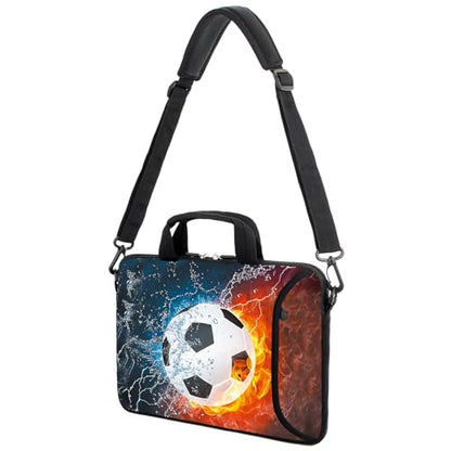 AMARY 15.4" 15.6" laptop sleeve adjustable shoulder strap with handle accessory pocket for men women (Soccer) - color: Soccer