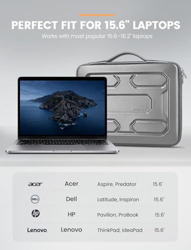 DOMISO 15.6 inch Laptop Sleeve with Handle Shockproof Waterproof EVA Protective Case for 15.6" Yoga 720 IdeaPad 310 320 ThinkPad T570/Legion 5 Gen 6/HP Envy 15/15.6" Notebooks, Silver - color: Silver, size: 15.6 inch