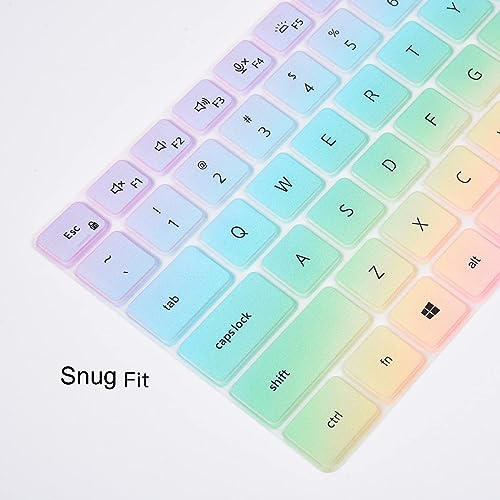 Keyboard Cover Skin for Dell Latitude 5420 5430 5440 5450 3440 3450 14, Dell Latitude 7420 7430 7440 7450 14, Latitude 9420 9430 9510 9520, Latitude 7520 15.6" Laptop Protector, Colorful - color: Rainbow