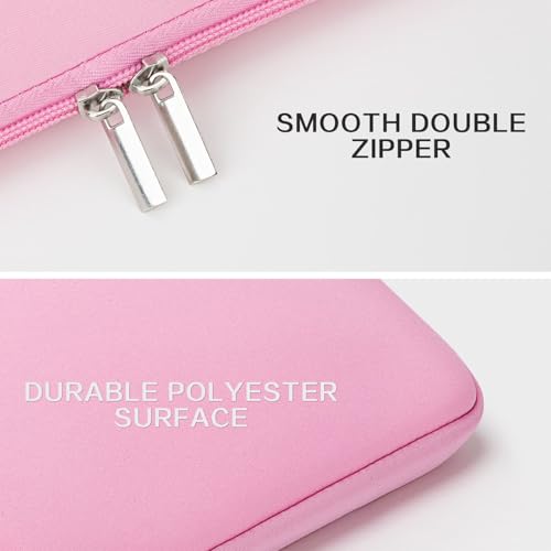RAINYEAR 14 Inch Laptop Sleeve Case with Pocket & Accessories Pouch, Pink | Protective Soft Fluffy Lining Carrying Bag Compatible with 14 inch Notebook Computer Chromebook - color: Pink (Upgraded Version), size: 14"