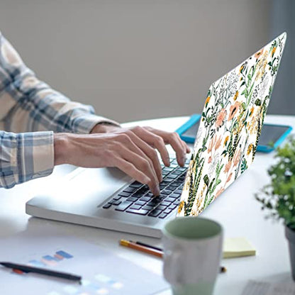 Laptop Skin Sticker,13.3 14 15 15.4 15.6 inch Laptop Skins,Universal Vinyl Decal,Dustproof Scratch Resistant Reusable Cover Protector with Free 2 Wrist Pads (Flower in White Background) - color: Flower in White Background