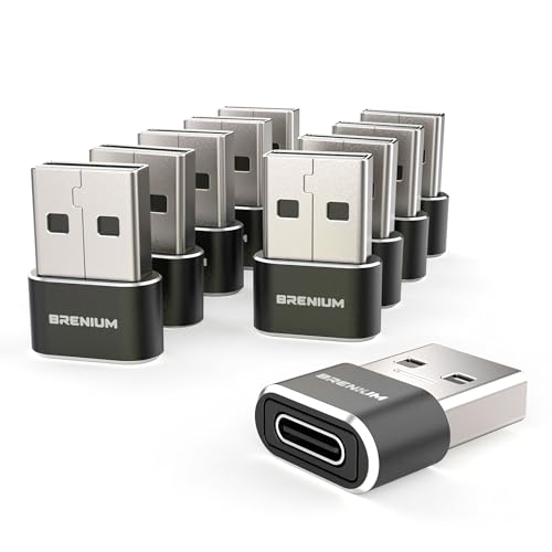 USB to USB C Adapter 10-Pack, Charger Converter for iPhone 14, Samsung Galaxy, iPad, Apple Watch, Type-C Female to A Male (USB-A to USB-C)