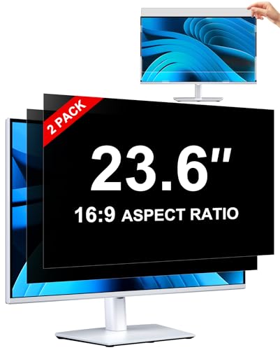 [2-Pack] Privacy Screen For Computer Monitor, 23.6-Inch 16:9 Aspect Ratio; Anti Spy/Bule Light/Glare And Eye Protection, 2 Install Ways Removable For Office, Airport, Cafe And Other Public Area; Diagonal 23.6 Inches, Width 20.57 Inches, Height 11.57 Inche