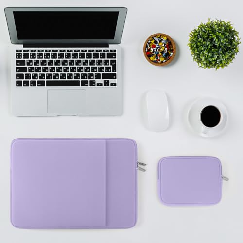 RAINYEAR Laptop Sleeve Case Compatible with 13.3 Inch Notebook Computer Chromebook 14" MacBook Pro/Max M1 M2 M3 M4 M5 Protective Cover Soft Bag with Front Pocket & Accessories Pouch (Purple) - color: Purple, size: 13"-13.3"