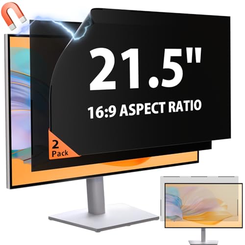 Mamol [2 Pack] 21.5 Inch Magnetic Privacy Screen for Frameless Monitor, Anti Glare & Blue Light Filter Computer Screen Protector, Removable Anti-Spy Shield for 21" 16:9 Widescreen Desktop Display - size: 21.5 Inch (Diagonal) - 16:9 Aspect Ratio