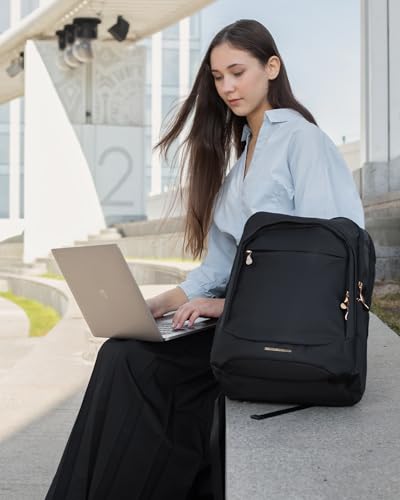 Travel Laptop Backpack for 17.3" laptop, Anti Theft Backpack with USB Charging Hole, Water Resistant College Bookbag, Large Capacity Computer Backpacks for Work, Black | Laptop Backpack, USB Charging Hole, Water Resistant, Large Capacity, College Bookbag