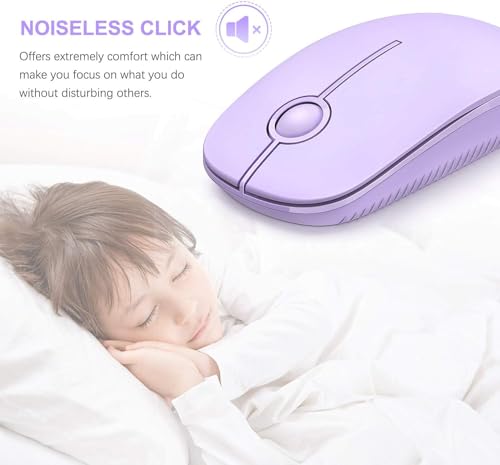 Unipows Wireless Mouse-2.4G Slim Portable Computer Mouse, Purple | Nano Receiver, Less Noise Mobile Optical Mice for Notebook, PC, Laptop, Desktop - color: Pure Purple